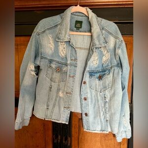 DISTRESSED DENIM JACKET Sz L